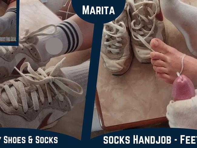 Marita – Sporty shoes and socks – wanking with sock over hand