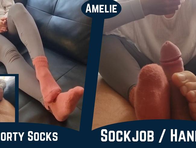 Amelie – Sockjob, Footjob and Handjob with Spit – Leggings and Sports Socks