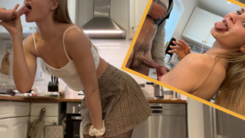 Family cooking ESCALATED! My KINKIEST Blowjob yet!