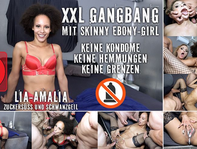 XXL GANGBANG LIA-AMALIA without condoms with skinny ebony girl