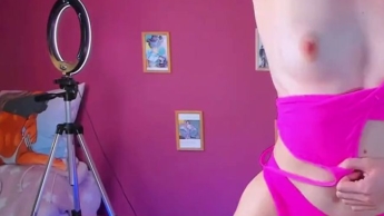 My hot striptease in pink sports outfit