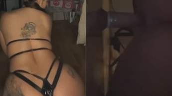 Teen makes custom solo video in latex bikini