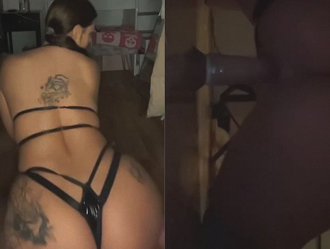 Teen makes custom solo video in latex bikini