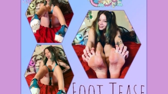 Alt Girl Take Off High Heels And Barefeet Play. Seductive Feet Show.