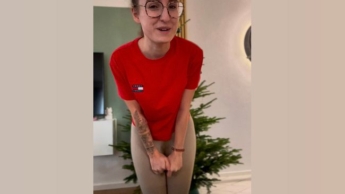 Mega surprise when decorating the Christmas tree! Anal plug!!!