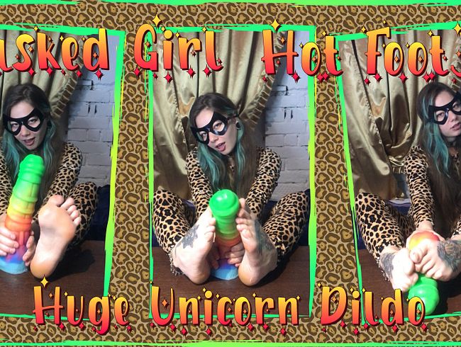 Masked Alt Girl Hot FootJob Huge Unicorn Dildo. Cosplay, FootJob, BigDildo