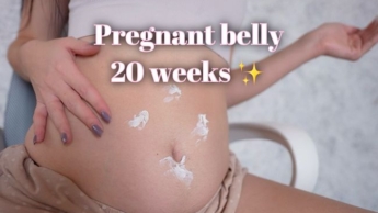 Pregnant belly! 20 weeks! I smear it with cream! Fantasy